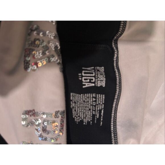 VS PINK silver iridescent sequin fold over waistband bling yoga legging gym acti - Picture 4 of 4